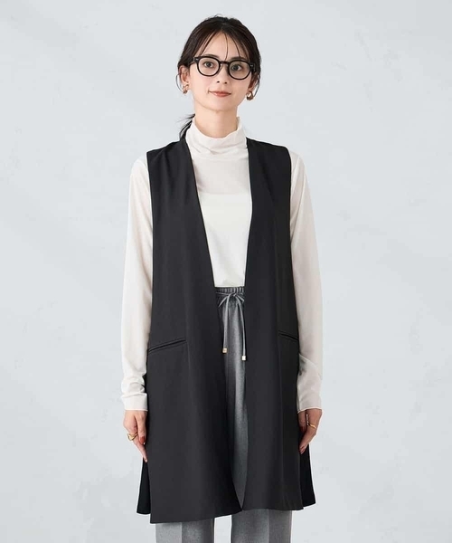 a.v.v(アーヴェヴェ)の「異素材切り替えロングジレ(ベスト・レディース・ブラック/モカ・39)」の18枚目の写真