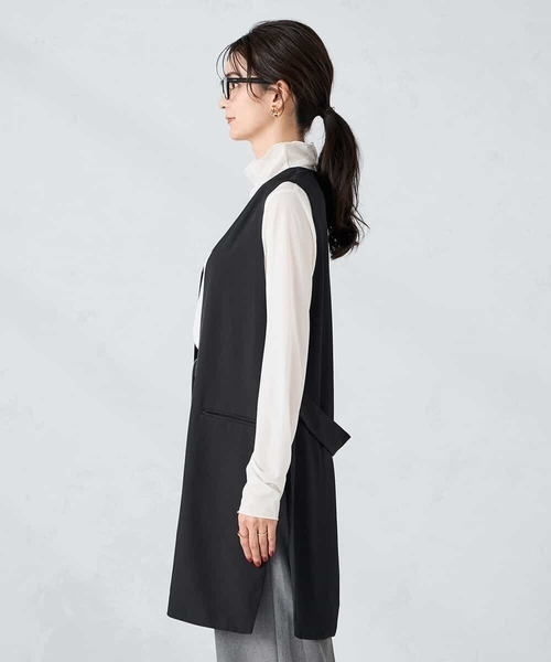 a.v.v(アーヴェヴェ)の「異素材切り替えロングジレ(ベスト・レディース・ブラック/モカ・39)」の19枚目の写真