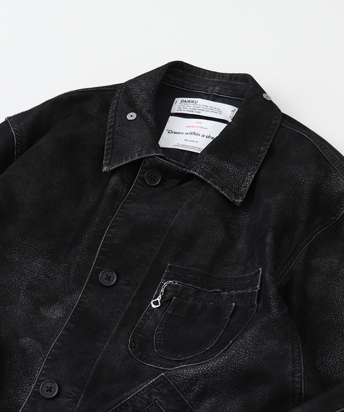 DAIRIKU（ダイリク）の「DAIRIKU / ダイリク Artificial Leather Hunting Jacket（カバーオール・メンズ・ブラック/ブラウン・MEDIUM/LARGE）」の4枚目の写真