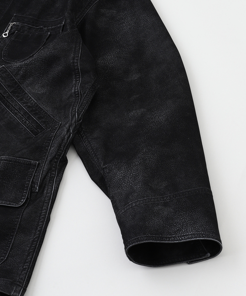 DAIRIKU（ダイリク）の「DAIRIKU / ダイリク Artificial Leather Hunting Jacket（カバーオール・メンズ・ブラック/ブラウン・MEDIUM/LARGE）」の5枚目の写真