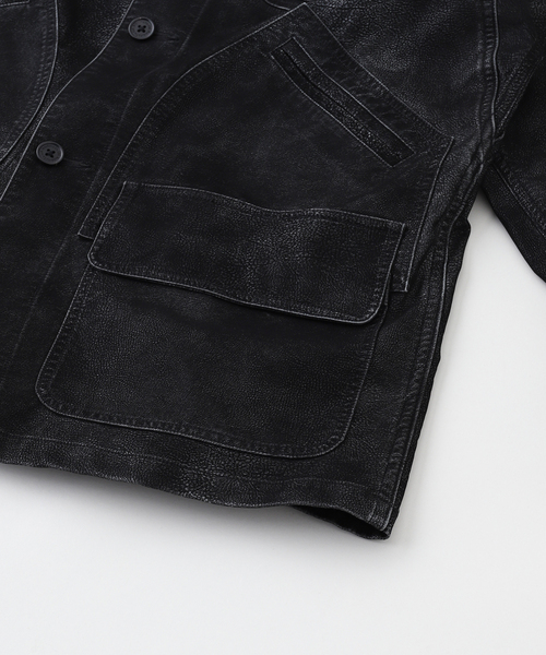 DAIRIKU（ダイリク）の「DAIRIKU / ダイリク Artificial Leather Hunting Jacket（カバーオール・メンズ・ブラック/ブラウン・MEDIUM/LARGE）」の6枚目の写真