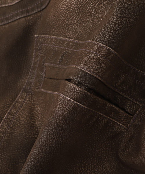 DAIRIKU（ダイリク）の「DAIRIKU / ダイリク Artificial Leather Hunting Jacket（カバーオール・メンズ・ブラック/ブラウン・MEDIUM/LARGE）」の8枚目の写真