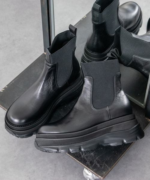 inter-chaussures(インターショシュール)の「【INTER-CHAUSSURES】ボリュームソールサイドゴアブーツ(I53016)(ブーツ・レディース・ブラック・39/38/37/36/35)」の5枚目の写真
