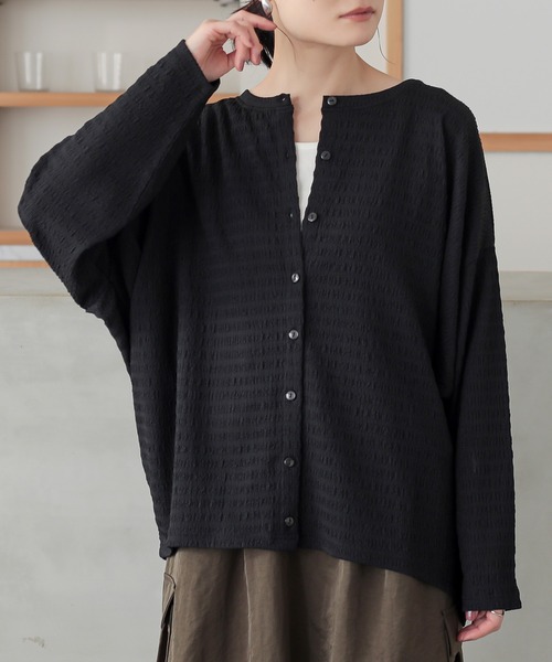 n'OrLABEL（ノアールレーベル）の「『カットソージャカードバンザイカーディガン』（カーディガン/ボレロ・レディース・ボルドー/ブルーグリーン/ブラック・FREE）」の2枚目の写真