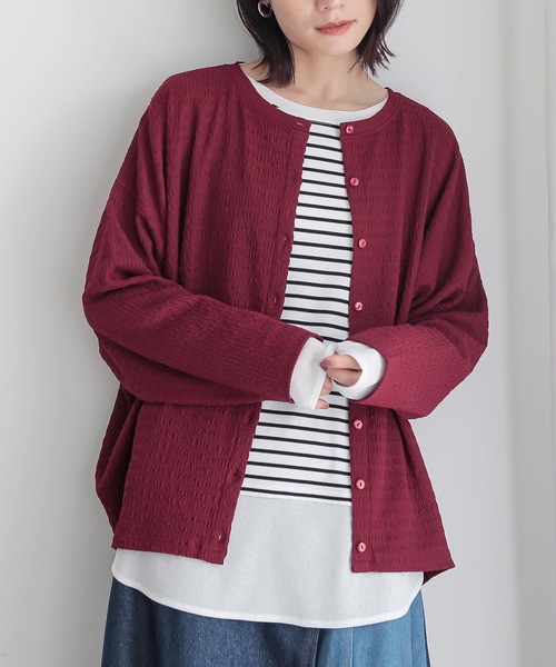 n'OrLABEL（ノアールレーベル）の「『カットソージャカードバンザイカーディガン』（カーディガン/ボレロ・レディース・ボルドー/ブルーグリーン/ブラック・FREE）」の22枚目の写真