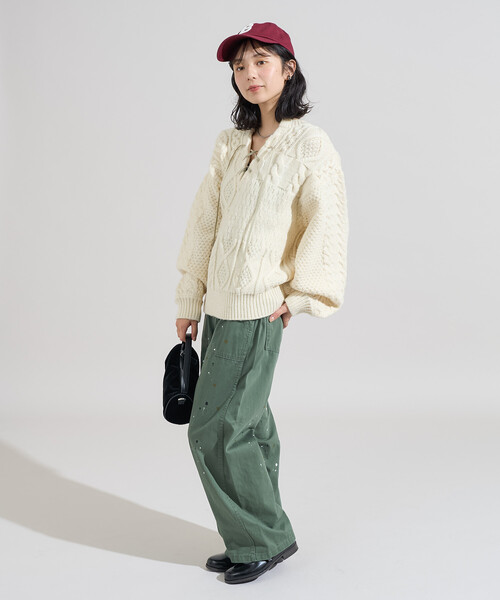 FREAK'S STORE（フリークスストア）の「2way リメイク風 ケーブル レースアップ ニットプルオーバー/バックリボン ビッグシルエットニット（ニット/セーター・レディース・ネイビー/ブラウン/オフホワイト・ﾌﾘ-）」の15枚目の写真