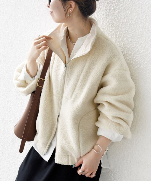 セール】SHIPS any: ナイロン × ボア リバーシブル スタンドカラー