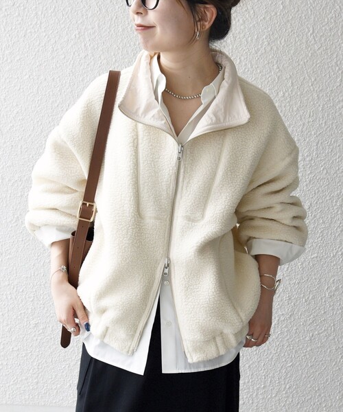 セール】SHIPS any: ナイロン × ボア リバーシブル スタンドカラー