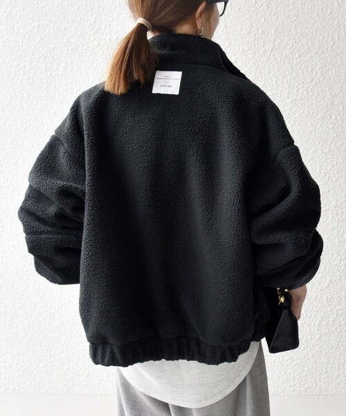 美品♡ イアパピヨネ 馬刺繍 フレアスリーブブルゾン ジャンバー ナイロン SHIPS any: ナイロン × ボア リバーシブル スタンドカラー ショート