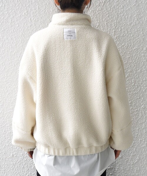 美品　qualite　カリテ　アルパカ　アストラカンショートブルゾン　アイボリー セール】SHIPS any: ナイロン × ボア リバーシブル スタンドカラー