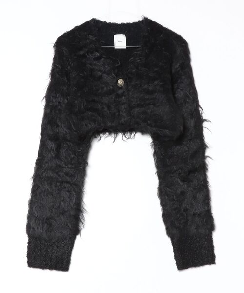 ROYAL FLASH（ロイヤルフラッシュ）の「determ/ デターム/Cropped Shaggy Knit Cardigan（カーディガン/ボレロ・レディース・ブラック/グレー・F）」の2枚目の写真