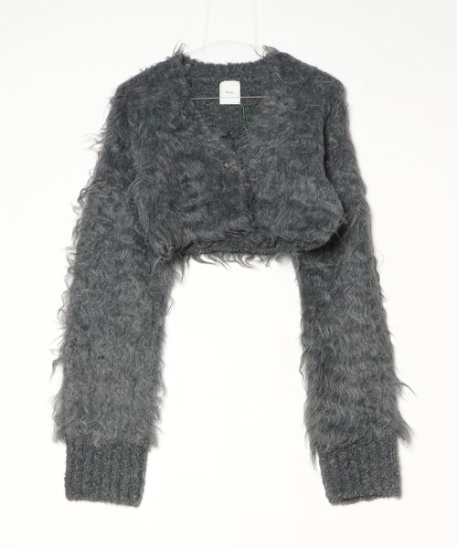 ROYAL FLASH（ロイヤルフラッシュ）の「determ/ デターム/Cropped Shaggy Knit Cardigan（カーディガン/ボレロ・レディース・ブラック/グレー・F）」の5枚目の写真