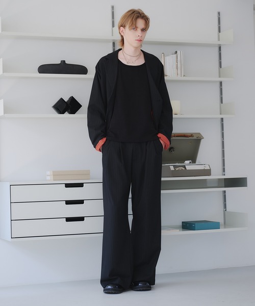 SELLE GLANT(セレグランテ)の「TWO-TUCK BAGGY DESIGN SLACKS/2タックバギーデザインスラックスパンツ【SET-UP着用可】(スラックス・メンズ・ブラック系/ブラック/グレー/ダークブラウン系/ブラック系1/ブラック系2・SMALL/MEDIUM/LARGE)」の17枚目の写真