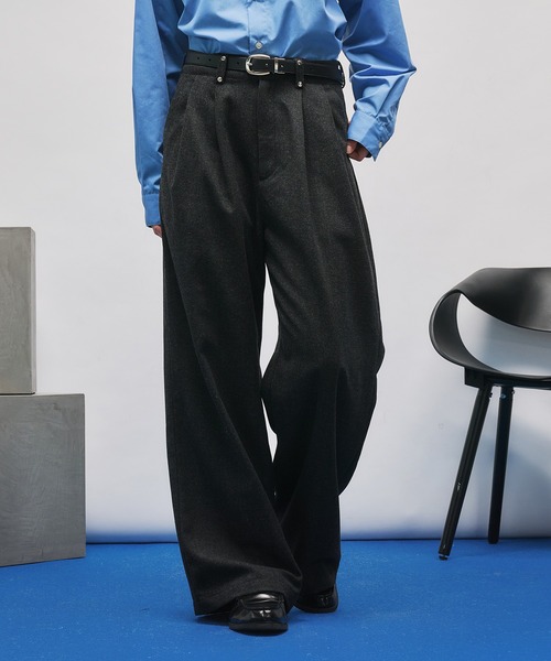セール】TWO-TUCK BAGGY DESIGN SLACKS/2タックバギーデザイン