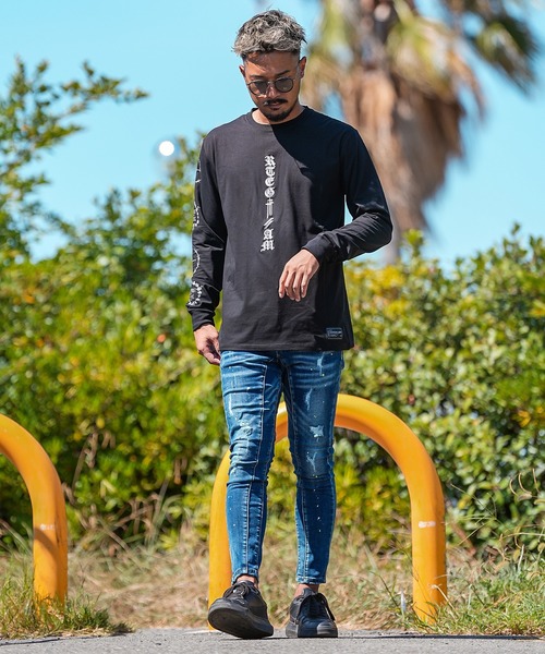 adamsJUGGLER（アダムスジャグラー）の「RTEGアームレフ/OE&EMロンティー（Tシャツ/カットソー・メンズ・ブラック/ホワイト・S/M/L/XL/XXL）」の6枚目の写真