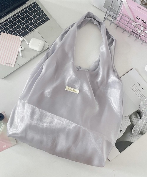 VIBGYOR(ヴィブジョー)の「Mignonjour/サテントートバッグ M2825(トートバッグ・レディース・グレー/ホワイト/ピンク/ブルー・FREE)」の2枚目の写真