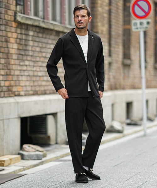 プリーツテーラードセットアップ メンズ 上下セット テーラード