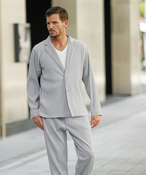 プリーツテーラードセットアップ メンズ 上下セット テーラード