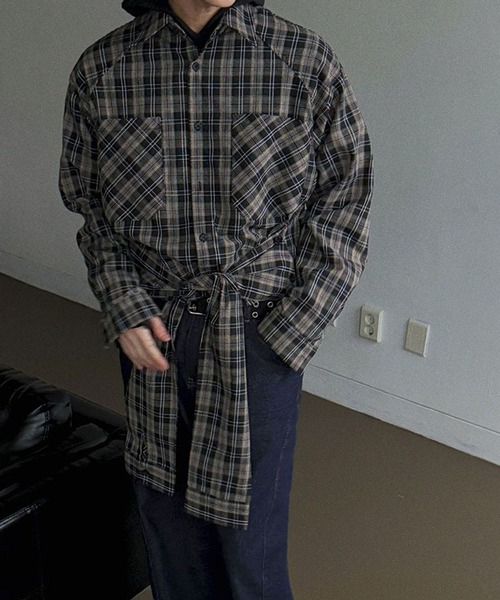 ASCLO（エジュクロ）の「ASCLO／ウエストマークチェックシャツ（シャツ/ブラウス・メンズ・レッド/ブラック・FREE）」の2枚目の写真