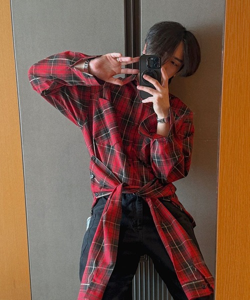 ASCLO（エジュクロ）の「ASCLO／ウエストマークチェックシャツ（シャツ/ブラウス・メンズ・レッド/ブラック・FREE）」の17枚目の写真