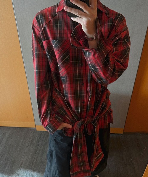 ASCLO（エジュクロ）の「ASCLO／ウエストマークチェックシャツ（シャツ/ブラウス・メンズ・レッド/ブラック・FREE）」の18枚目の写真