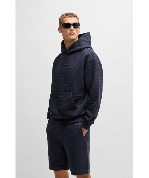 BOSS(ボス)の「リラックスフィットフーディ ヘキサゴンキルティング(スウェット・メンズ・ダークブルー・S/XL/M/XS)」の1枚目の写真