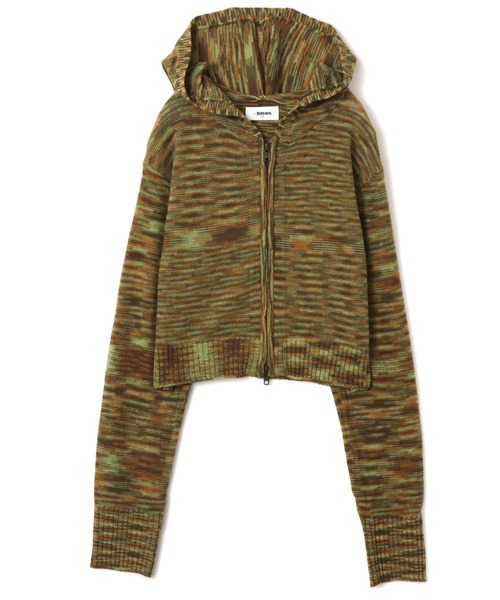 atmos pink(アトモスピンク)の「atmos pink Short Zip Knit Hoodie / アトモス ピンク ショート ジップ ニット フーディ(ニット/セーター・レディース・ブラック/カーキ・FREE)」の2枚目の写真