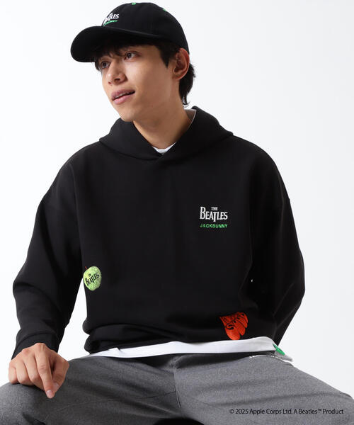 Jack Bunny!!(ジャックバニー)の「【Jack Bunny!!】【The BEATLES ×Jack Bunny!!】T/Cダンボール長袖プルオーバーフーディ(スウェット・メンズ・ブラック/ホワイト/グリーン・MEDIUM/X-LARGE/LARGE)」の1枚目の写真