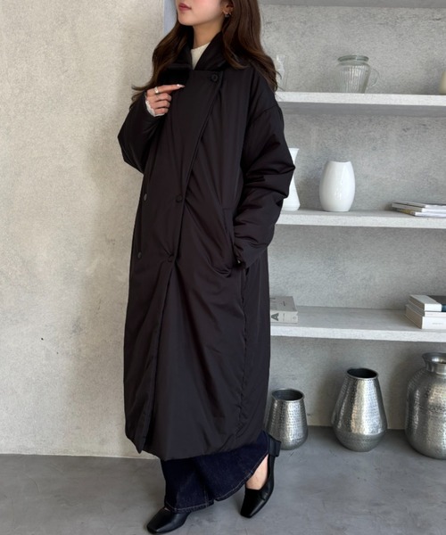 セール】軽さと暖かさを実現させた中綿ロングコート（チェスターコート