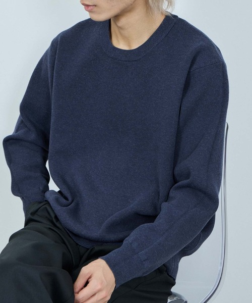 NAVY（ネイビー）の「NAVY 快適ミラノリブクルーニット【ウォッシャブル】（ニット/セーター・メンズ・アイボリー/ネイビー系1/ネイビー/マスタード/杢グレー/ブラック・L/M/XL/S）」の5枚目の写真