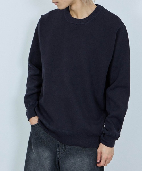 NAVY（ネイビー）の「NAVY 快適ミラノリブクルーニット【ウォッシャブル】（ニット/セーター・メンズ・アイボリー/ネイビー系1/ネイビー/マスタード/杢グレー/ブラック・L/M/XL/S）」の4枚目の写真