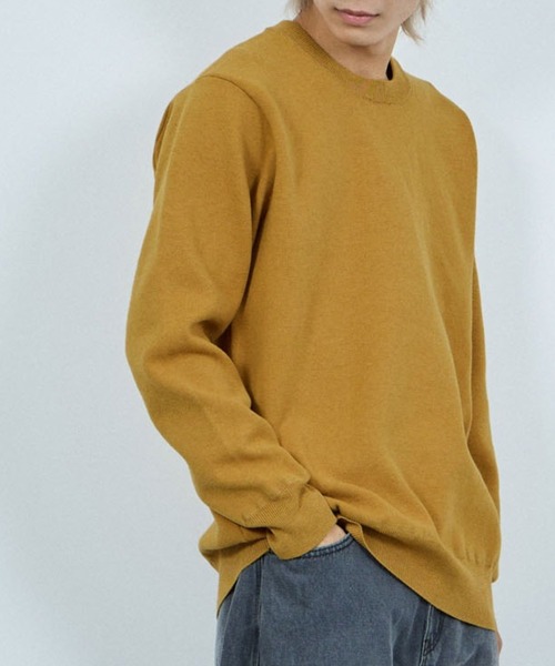 NAVY（ネイビー）の「NAVY 快適ミラノリブクルーニット【ウォッシャブル】（ニット/セーター・メンズ・アイボリー/ネイビー系1/ネイビー/マスタード/杢グレー/ブラック・L/M/XL/S）」の6枚目の写真