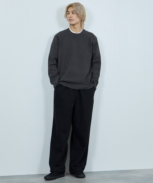 NAVY（ネイビー）の「NAVY 快適ミラノリブクルーニット【ウォッシャブル】（ニット/セーター・メンズ・アイボリー/ネイビー系1/ネイビー/マスタード/杢グレー/ブラック・L/M/XL/S）」の9枚目の写真