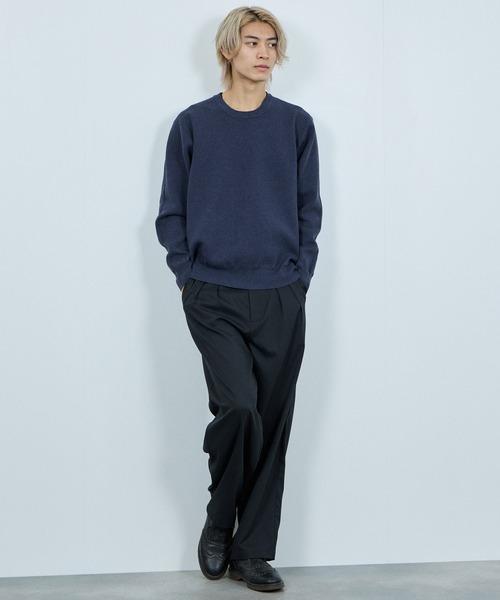 NAVY（ネイビー）の「NAVY 快適ミラノリブクルーニット【ウォッシャブル】（ニット/セーター・メンズ・アイボリー/ネイビー系1/ネイビー/マスタード/杢グレー/ブラック・L/M/XL/S）」の14枚目の写真