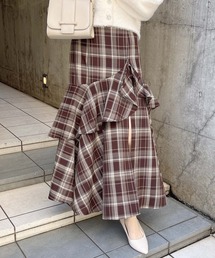 INGNI | 【WEB限定】チェック柄バックレースアップアシメスリットスカート(スカート)