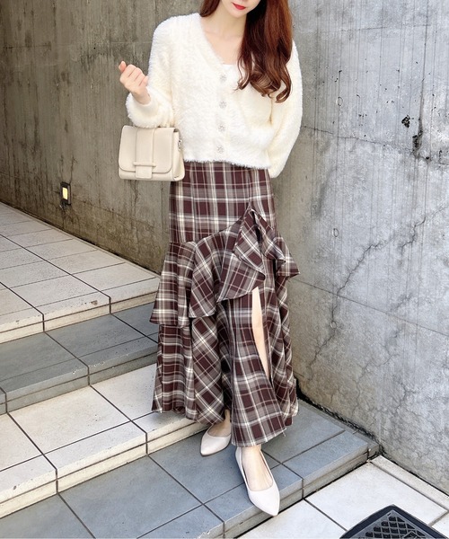 INGNI（イング）の「【WEB限定】チェック柄バックレースアップアシメスリットスカート（スカート・レディース・ブラウン系その他2/ブラック系・FREE）」の15枚目の写真