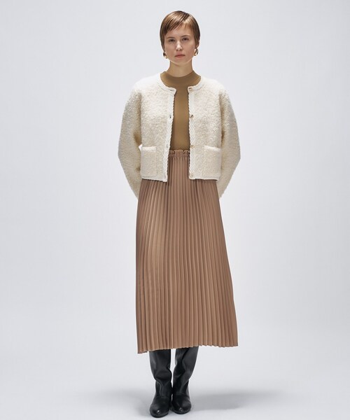 cloenc（クロエンス）の「【手洗い可】ブークレニットカーディガン（カーディガン/ボレロ・レディース・ダークブラウン/ブラック/オフホワイト・02）」の4枚目の写真