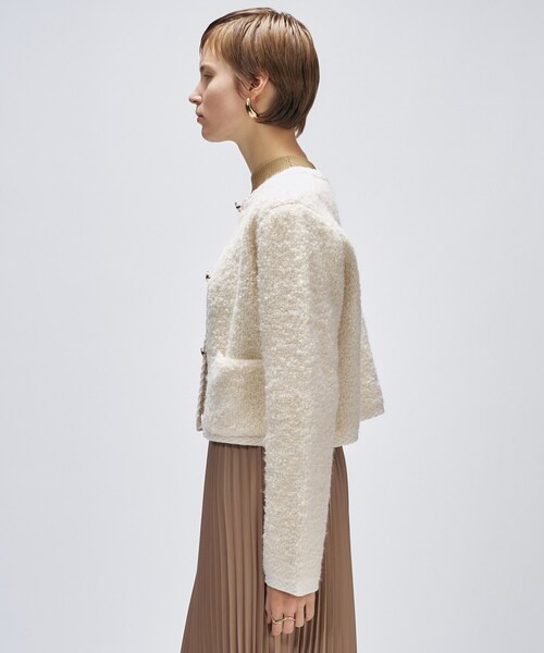 cloenc（クロエンス）の「【手洗い可】ブークレニットカーディガン（カーディガン/ボレロ・レディース・ダークブラウン/ブラック/オフホワイト・02）」の6枚目の写真