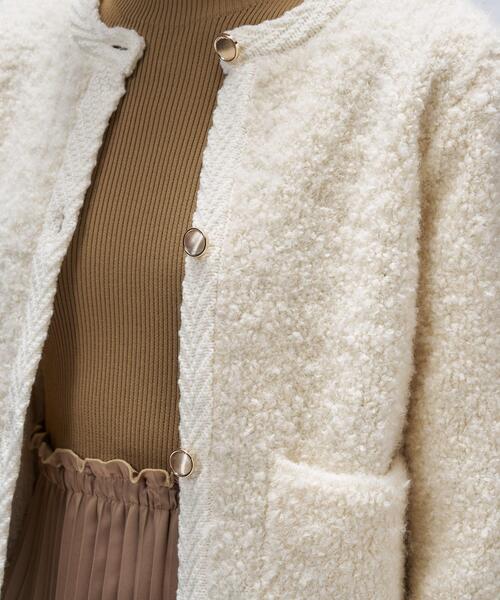 cloenc（クロエンス）の「【手洗い可】ブークレニットカーディガン（カーディガン/ボレロ・レディース・ダークブラウン/ブラック/オフホワイト・02）」の8枚目の写真