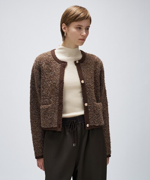 cloenc（クロエンス）の「【手洗い可】ブークレニットカーディガン（カーディガン/ボレロ・レディース・ダークブラウン/ブラック/オフホワイト・02）」の10枚目の写真