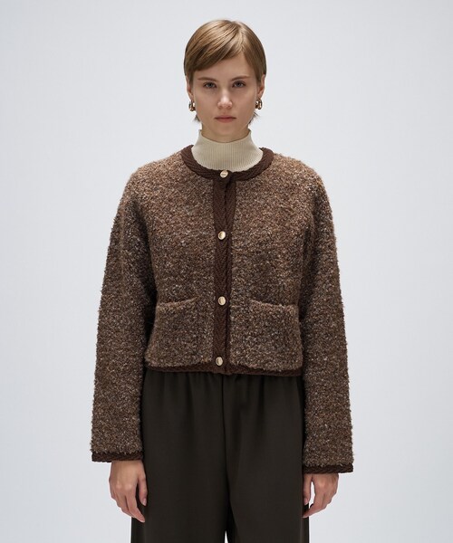 cloenc（クロエンス）の「【手洗い可】ブークレニットカーディガン（カーディガン/ボレロ・レディース・ダークブラウン/ブラック/オフホワイト・02）」の11枚目の写真