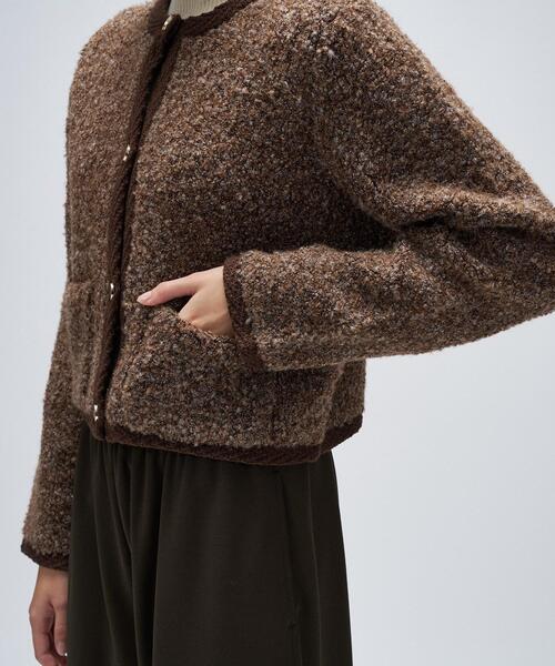 cloenc（クロエンス）の「【手洗い可】ブークレニットカーディガン（カーディガン/ボレロ・レディース・ダークブラウン/ブラック/オフホワイト・02）」の21枚目の写真