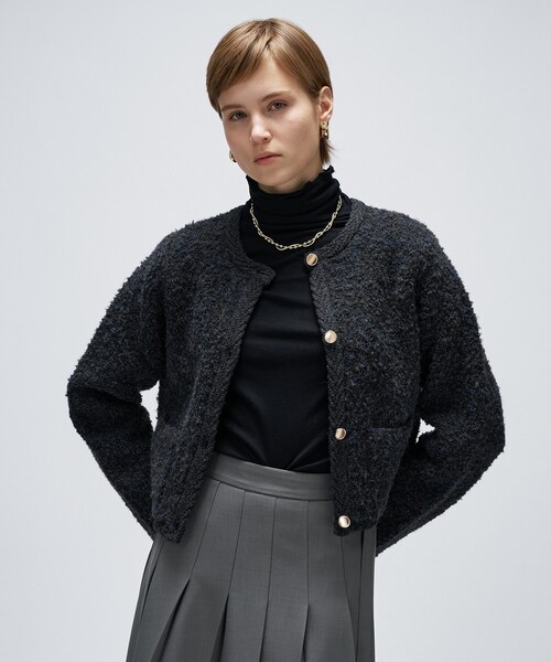 cloenc（クロエンス）の「【手洗い可】ブークレニットカーディガン（カーディガン/ボレロ・レディース・ダークブラウン/ブラック/オフホワイト・02）」の15枚目の写真