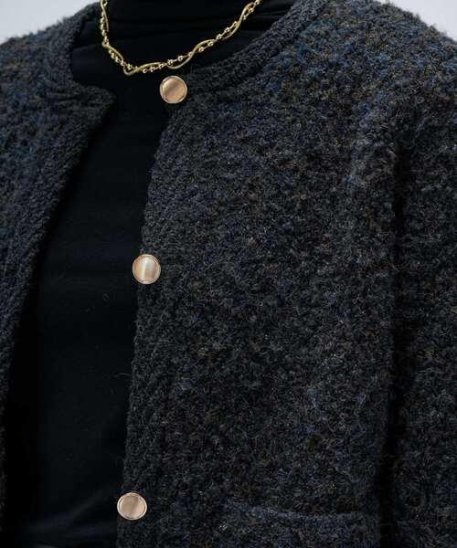 cloenc（クロエンス）の「【手洗い可】ブークレニットカーディガン（カーディガン/ボレロ・レディース・ダークブラウン/ブラック/オフホワイト・02）」の18枚目の写真