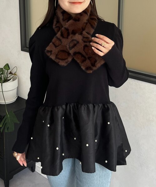 prose verse(プロズヴェール)の「レオパードファーティペット(マフラー・レディース・ブラウン/ベージュ・FREE)」の3枚目の写真