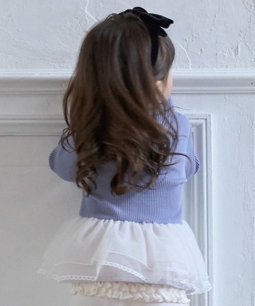 petit main（プティマイン）の「チュールペプラムロゴ長袖Tシャツ（Tシャツ/カットソー・キッズ・チャコール/ライトピンク/ライトブルー・130cm/100cm/80ｃｍ/90cm/110cm/120cm）」の4枚目の写真