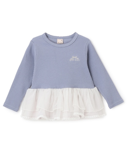 petit main（プティマイン）の「チュールペプラムロゴ長袖Tシャツ（Tシャツ/カットソー・キッズ・チャコール/ライトピンク/ライトブルー・130cm/100cm/80ｃｍ/90cm/110cm/120cm）」の6枚目の写真