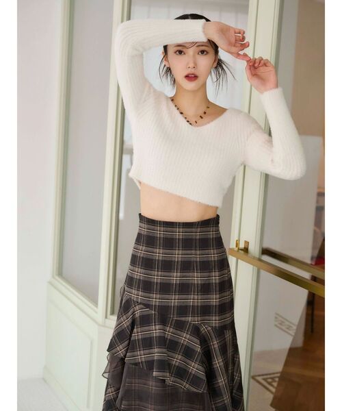 MERCURYDUO（マーキュリーデュオ）の「【追加生産】異素材使いティアードスカート（スカート・レディース・ブラック/チャコールグレー/ネイビー・SMALL/MEDIUM）」の13枚目の写真