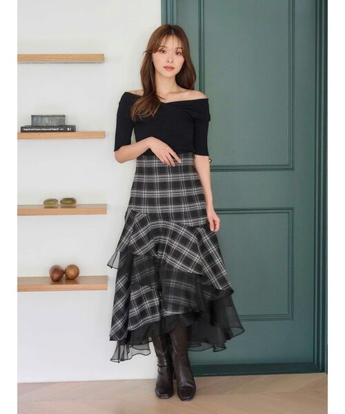 追加生産】異素材使いティアードスカート（スカート）｜MERCURYDUO