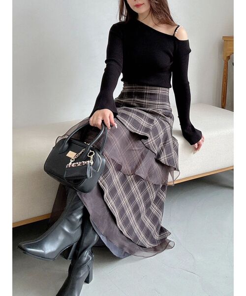 追加生産】異素材使いティアードスカート（スカート）｜MERCURYDUO